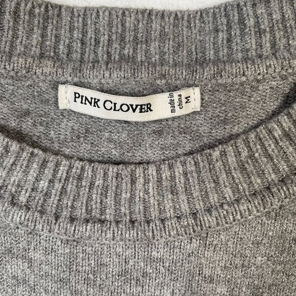 Pink Clover Carson Crewneck Sweater Gray Long Sleeves Buttons Size L Fitted - Picture 11 of 13